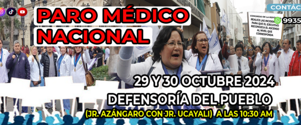 🗣🫵📱Paro Nacional del Sector Salud  🗓️ 29 y 30 de octubre 2024.